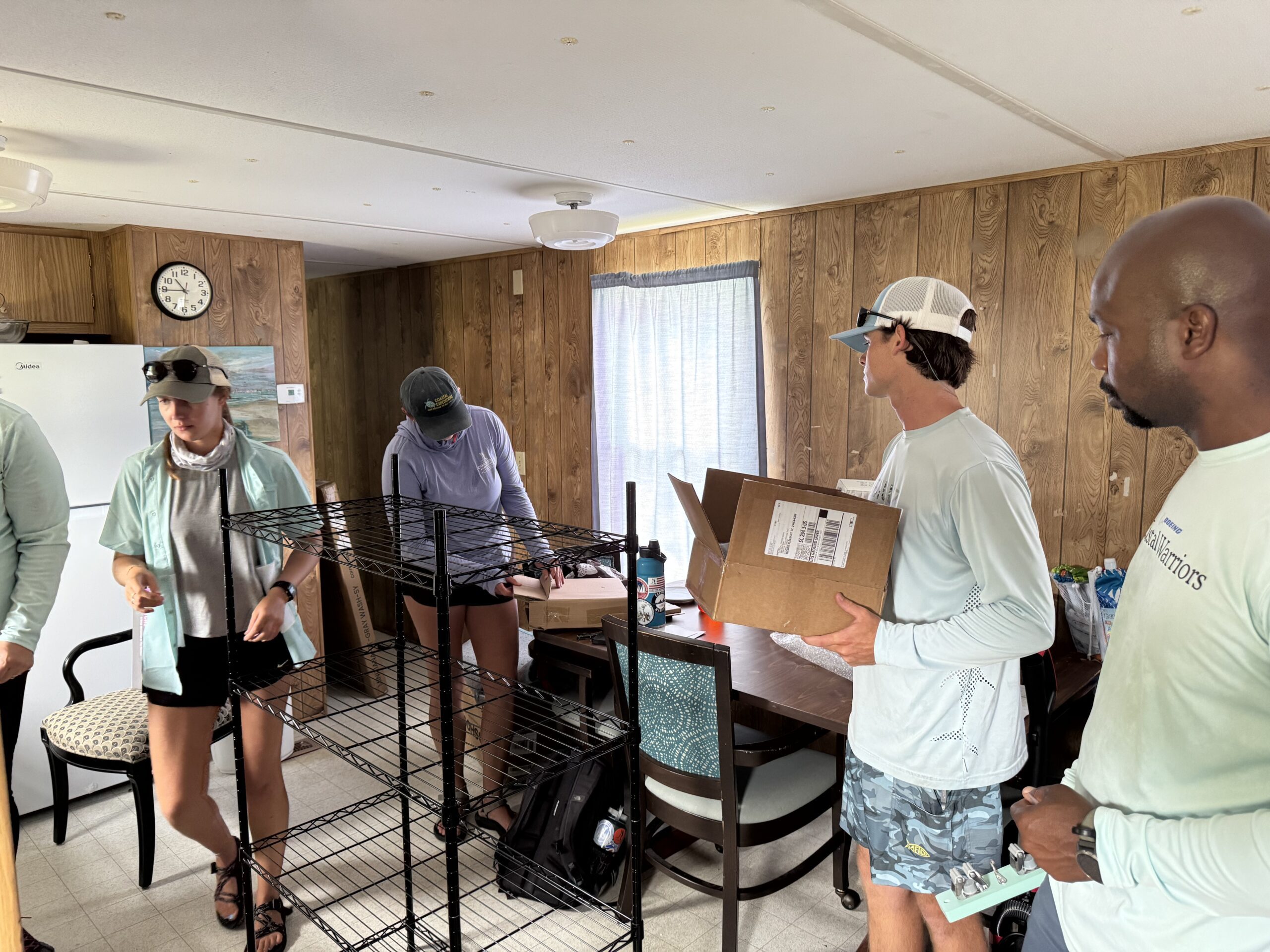 Setting up the intern trailer with Coastal Expeditions employees and Coastal Warriors Loggerhead Sea Turtles, Coastal Expeditions Foundation, Sea Turtle Patrol Update, Cape Romain NWR