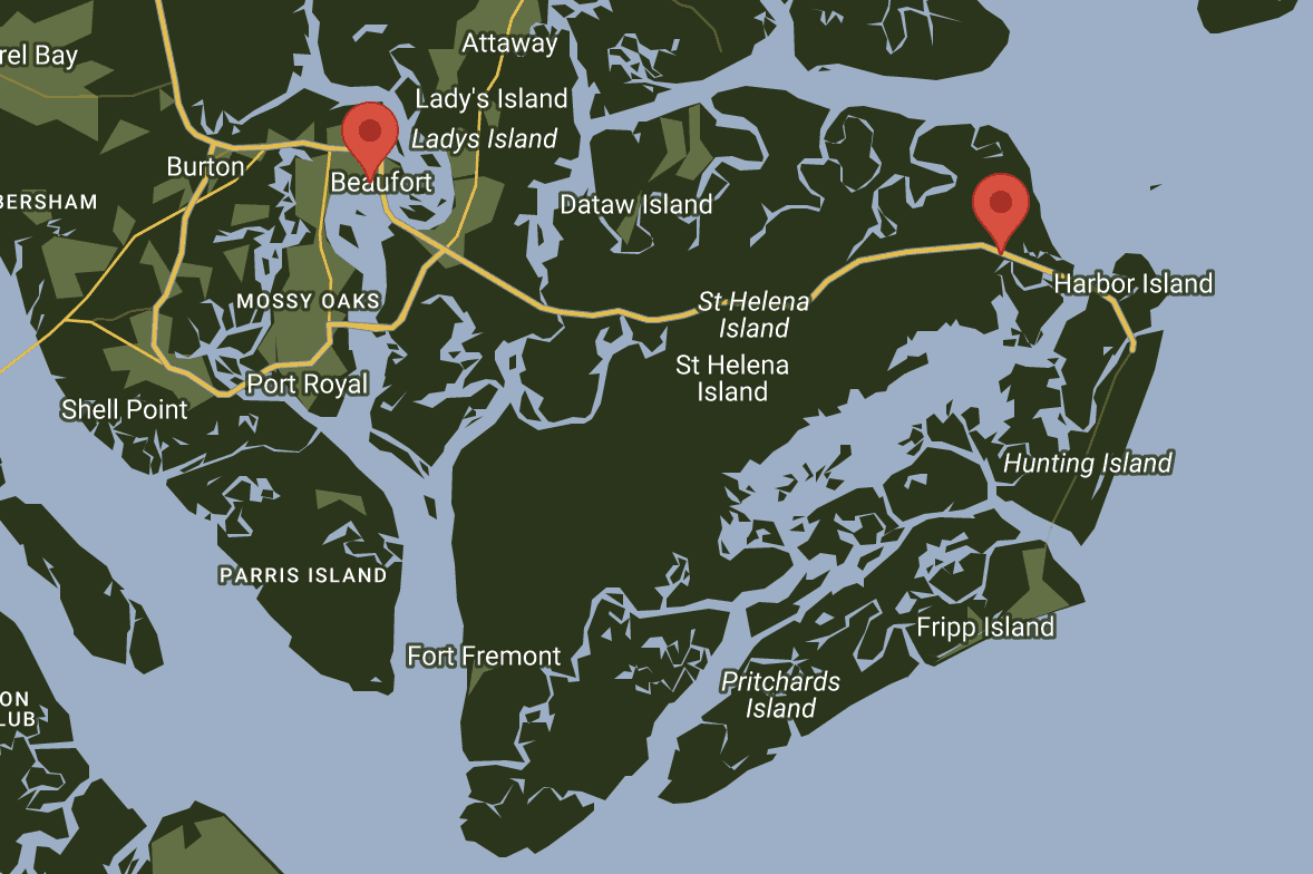 Coastal Expeditions locations in Beaufort, South Carolina Google map of two Beaufort area Coastal Expeditions locations in Downtown Beaufort and St. Helena Island
